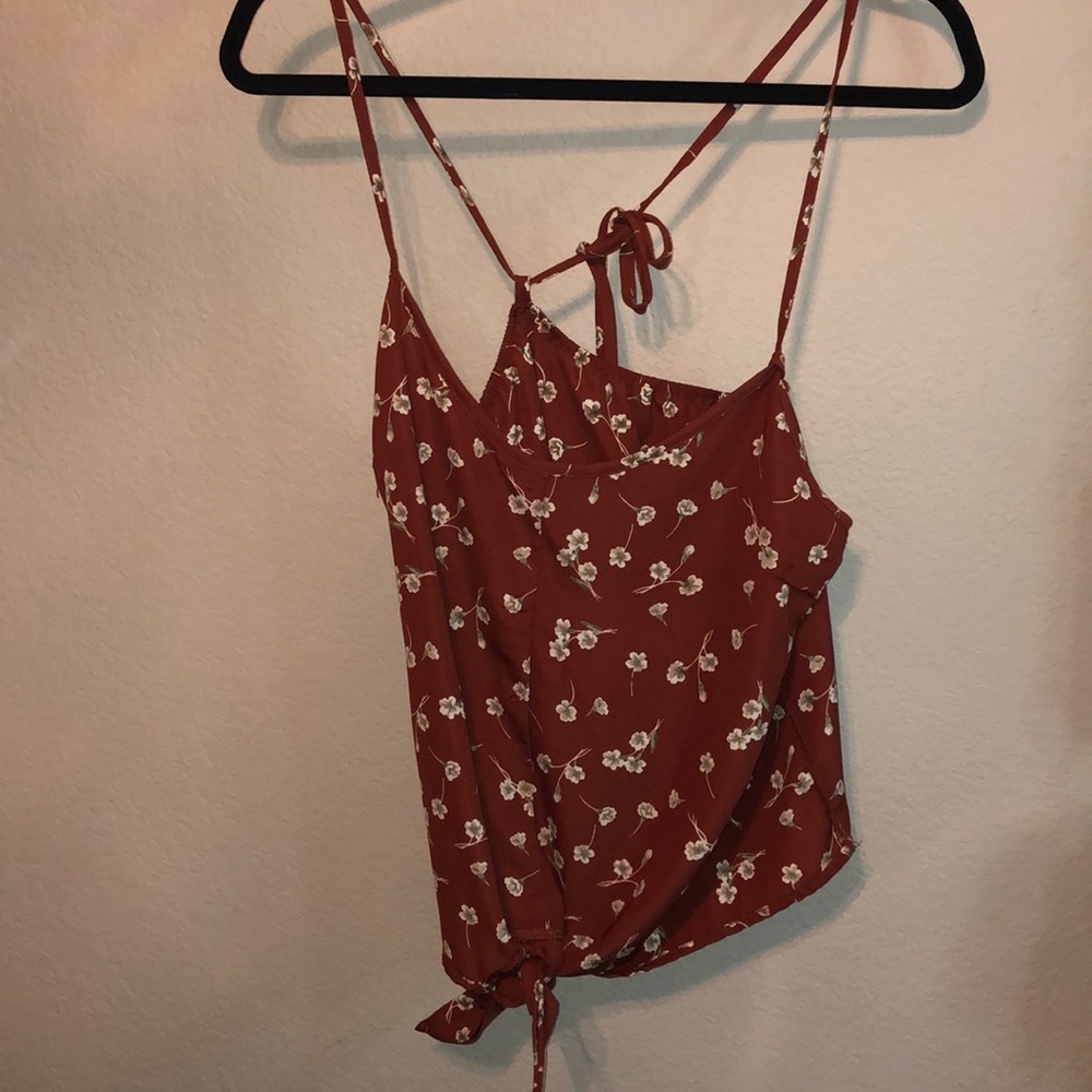 Orange Cross back tie crop tank